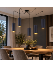 Nowoczesna lampa wisząca 5 ramienna VIZELA T5 GOLD z kloszami