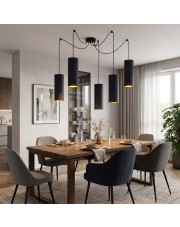 Lampa wisząca pająk 5 punktowa czarna regulowana do jadalni VIZELA T5 GOLD
