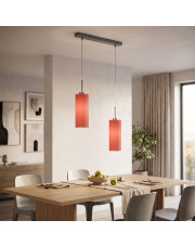 Nowoczesna lampa wisząca na szynie MADERA z czerwonymi abażurami fi-15 cm