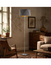 Skandynawska lampa stojąca do salonu ANKARA GOLD z abażurem