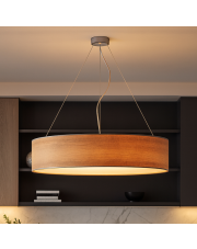 Duża lampa wisząca do salonu z abażuren PORTO ECO fi - 100 cm - kolor orzechowy