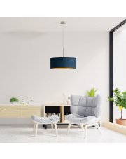 Lampa salonowa z abażurem SINTRA VELUR fi - 50 cm kolor granatowy ze złotym wnętrzem