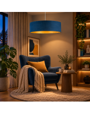 Lampa welurowa SINTRA VELUR fi - 60 cm kolor granatowy ze złotym wnętrzem 