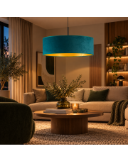 Lampa wisząca welurowa SINTRA VELUR fi - 60 cm kolor zieleń butelkowa ze złotym wnętrzem 