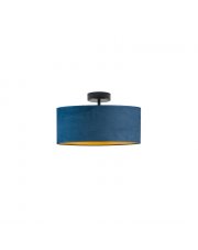 Granatowa lampa sufitowa do salonu WENECJA VELUR fi - 30 cm kolor granatowy ze złotym wnętrzem