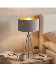 Lampa nocna trójnóg szara ALTA VELUR nowoczesna lampka na stolik nocny