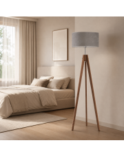 Mahoniowa lampa stojąca do salonu z drewna HAITI VELUR