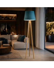 Drewniana lampa stojąca do salonu CURACAO VELUR