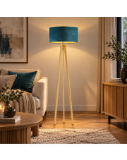 Designerska lampa stojąca na drewnianym trójnogu MIAMI VELUR