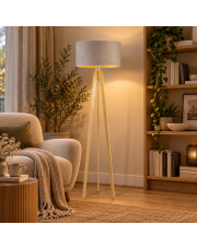 Lampa podłogowa na drewnianych nogach MIAMI VELUR