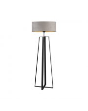 Duża lampa stojąca z szarym welurowym abażurem ze złotym wnętrzem MOSS VELUR