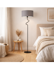 Skandynawska lampa stojąca z szarym abażurem MORONI
