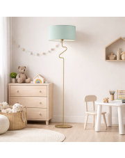Dziecięca lampa stojąca z miętowym kloszem MORONI designerska lampa podłogowa do pokoju dziecka