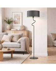 Nowoczesna lampa stojąca w stylu skandynawskim MORONI z grafitowym abażurem