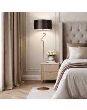 Lampa podłogowa w stylu japandi MORONI w brązowo-złotym kolorze