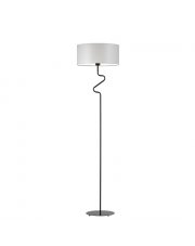 Jasnoszara lampa podłogowa w stylu scandi MORONI z włącznikiem nożnym