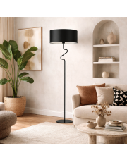 Czarna lampa stojąca do sypialni MORONI w stylu eklektycznym