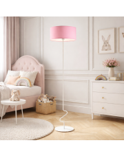 Designerska lampa stojąca do pokoju dziecięcego JERSEY z różowym abażurem 40 cm