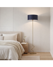 Sypialniana lampa podłogowa z granatowym abażurem JERSEY