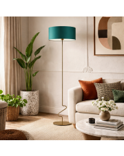 Lampa stojąca do salonu JERSEY w stylu urban jungle z abażurem 40 cm zieleń butelkowa