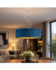 Designerski zwis HAJFA VELUR fi - 60 cm kolor granatowy ze złotym wnętrzem 