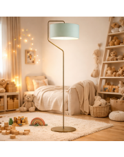 Nowoczesna lampa podłogowa dla dziecka TESALLIA z miętowym abażurem