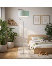 Nowoczesna lampa podłogowa dla dziecka TESALLIA z miętowym abażurem