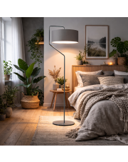 Lampa podłogowa do salonu w stylu skandynawskim TESALLIA w kolorze szarym