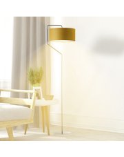 Lampa podłogowa do salonu TESALLIA z musztardowym kloszem
