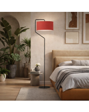 Nowoczesna lampa podłogowa do sypialni TESALLIA z czerwonym abażurem