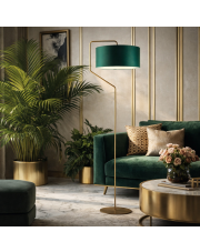 Lampa stojąca podłogowa do czytania TESALLIA z abażurem w kolorze zieleni butelkowej