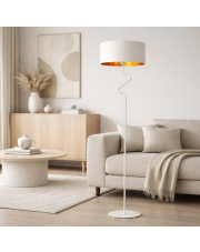 Biała lampa podłogowa ze złotymi elementami MORONI GOLD w stylu glamour