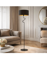 Czarna lampa stojąca do salonu w stylu glamour MORONI GOLD
