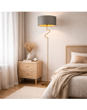 Szara lampa podłogowa w stylu skandynawskim MORONI GOLD