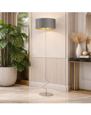 Szara lampa podłogowa JERSEY GOLD ze złotymi detalami