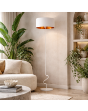 Biała lampa podłogowa z abażurem ze złotym środkiem JERSEY GOLD