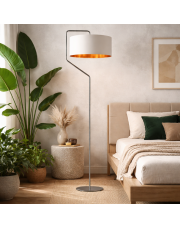 Biało-złota lampa stojąca w stylu glamour TESALLIA GOLD