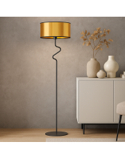 Elegancka lampa stojąca do salonu w czarno-złotej kolorystyce MORONI MIRROR w stylu glamour