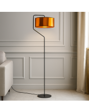 Designerska lampa stojąca do salonu TESALLIA MIRROR w stylu loftowym i czarno-miedzianej kolorystyce
