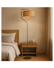 Lampa stojąca w stylu skandynawskim TESALLIA ECO z abażurem w kolorze dębu sonoma