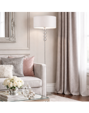 Biała lampa podłogowa do salonu BERMUDY z abażurem