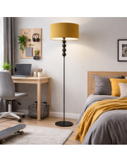 Designerska lampa podłogowa BERMUDY z musztardowym kloszem