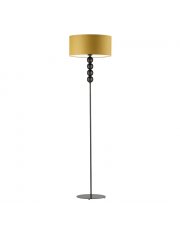 Czarna lampa podłogowa z ozdobnym kulami BERMUDY z musztardowym kloszem