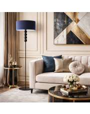 Granatowa lampa podłogowa do czytania BERMUDY czarne kule