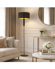 Designerska lampa podłogowa BERMUDY GOLD z czarnym abażurem ze złotym wnętrzem 