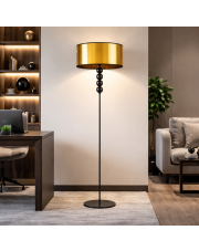 Czarno - złota lampa stojąca do salonu BERMUDY MIRROR