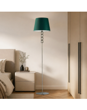 Lampa stojąca LED do sypialni SEUL z abażurem zieleń butelkowa