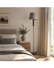 Designerska lampa stojąca do sypialni SEUL z abażurem