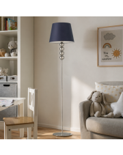 Srebrna lampa stojąca do salonu SEUL z ozdobnymi kulami