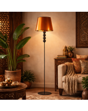 Czarna lampa stojąca z abażurem w stylu orientalnym SEUL MIRROR